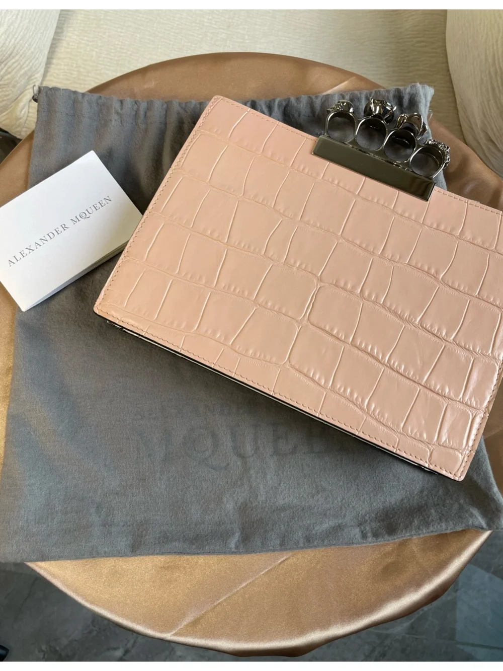 NWT Alexander McQueen Knuckle Clutch with Dust Bag and Branded Cards